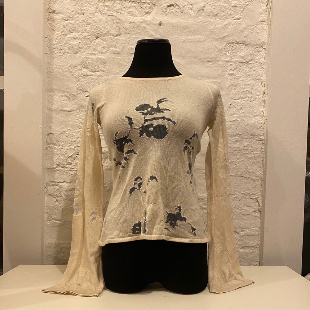 TANYA TAYLOR Distressed Silk Top